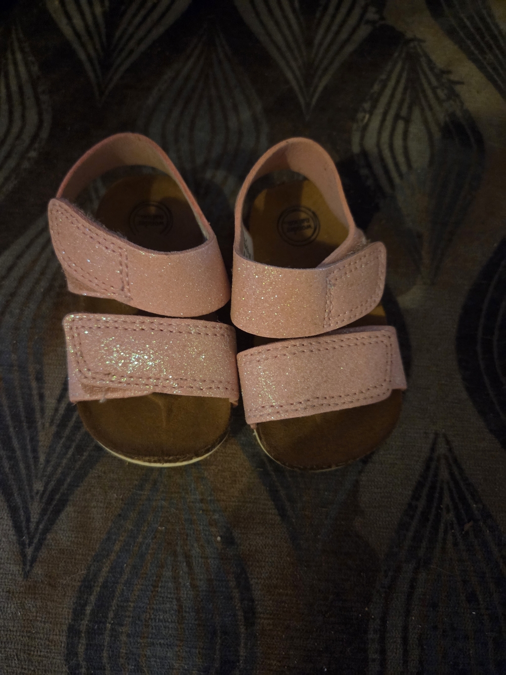 wonder nation Pink Glitter Velcro Strap Sandals
